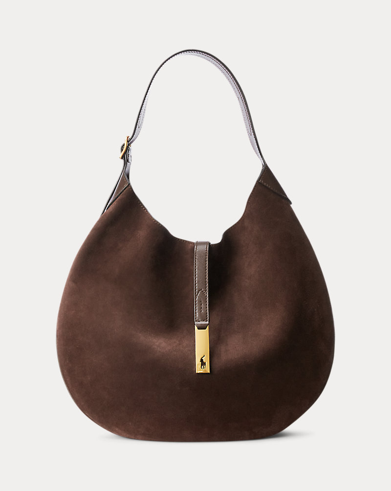 Polo ID Leather-Trim Suede Shoulder Bag Polo Ralph Lauren 1
