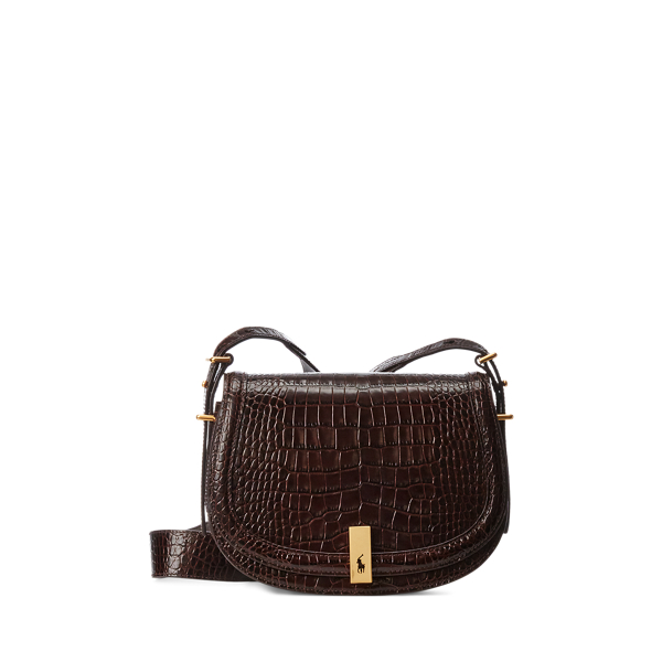 Polo ID Croc-Embossed Saddle Bag