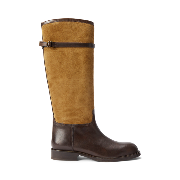 Two-Tone Suede &amp; Leather Riding Boots