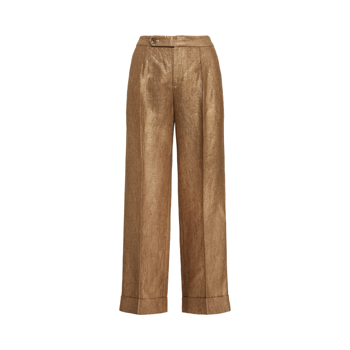 Metallic Linen Wide-Leg Ankle Pant