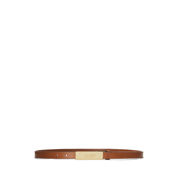 Logo Leather Skinny Belt