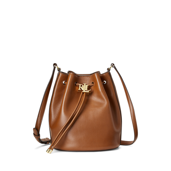 Andie large bucket bag in leather, brown, Lauren Ralph Lauren