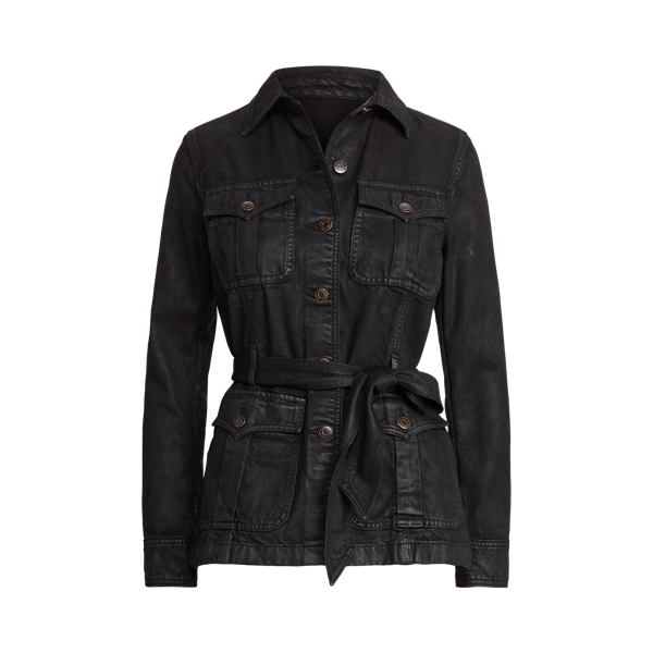 Coated denim jacket best sale womens