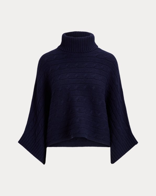 Cable Wool-Cashmere Dolman Roll-Neck