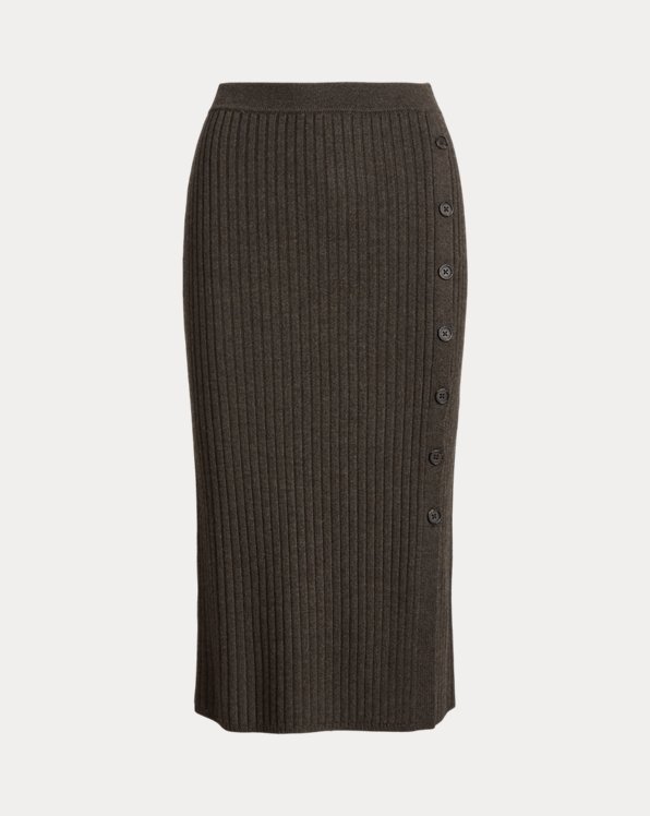 Rib-Knit Merino Wool Pencil Skirt