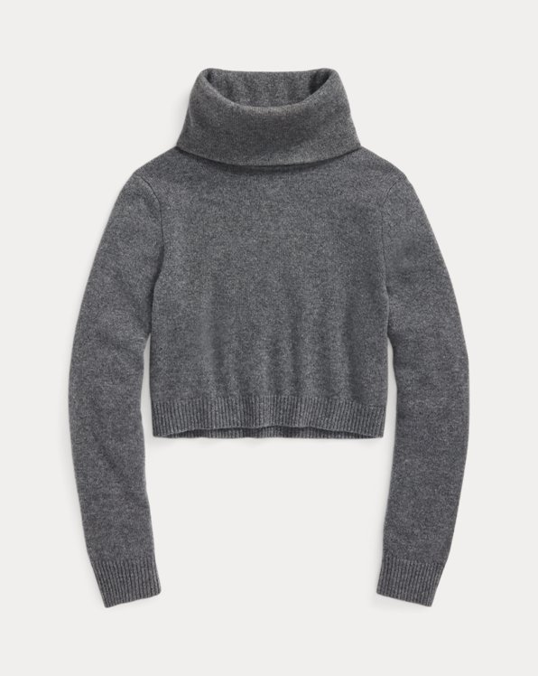 Cropped Cashmere Roll Neck Jumper