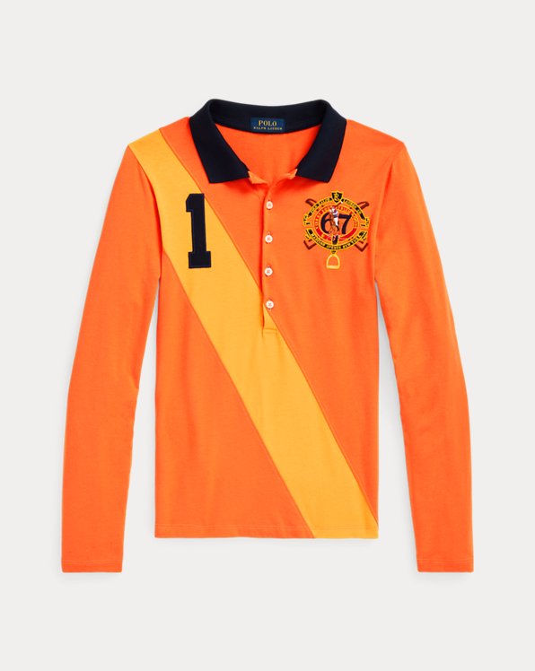 Banner-Stripe Crest Jersey Polo Shirt