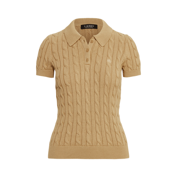 Cable-Knit Cotton Polo Jumper