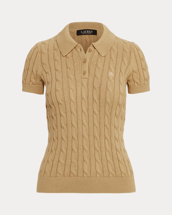 Cable-Knit Cotton Polo Jumper