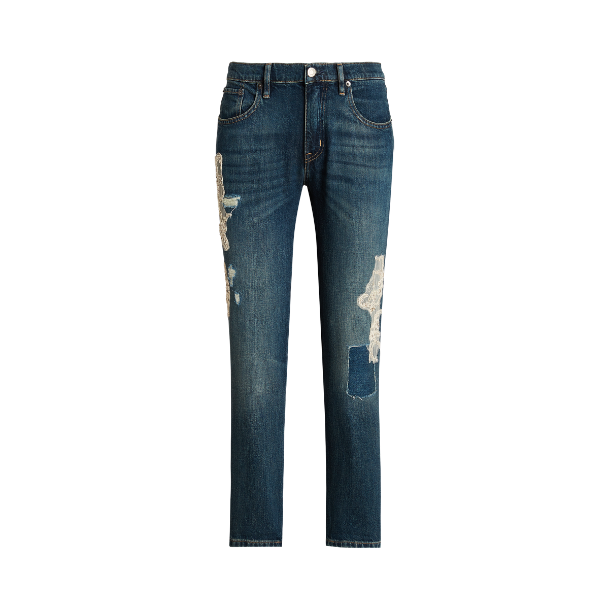 Lace Patchwork Relaxed Tapered Jean