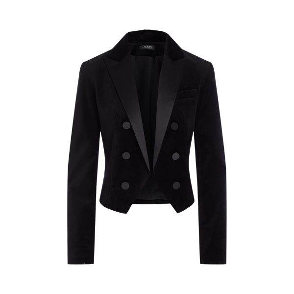 Stretch Velvet Cropped Blazer