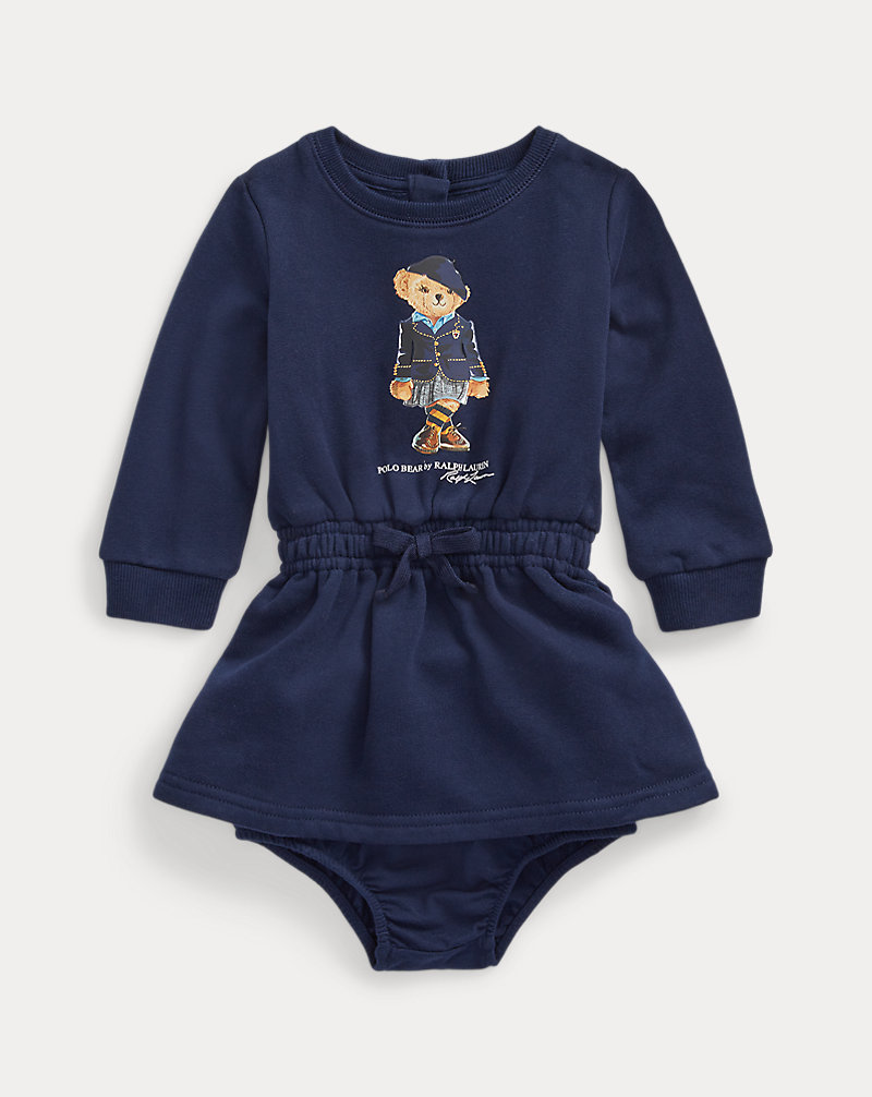 Polo Bear Fleece Dress &amp; Bloomer Baby Girl 1