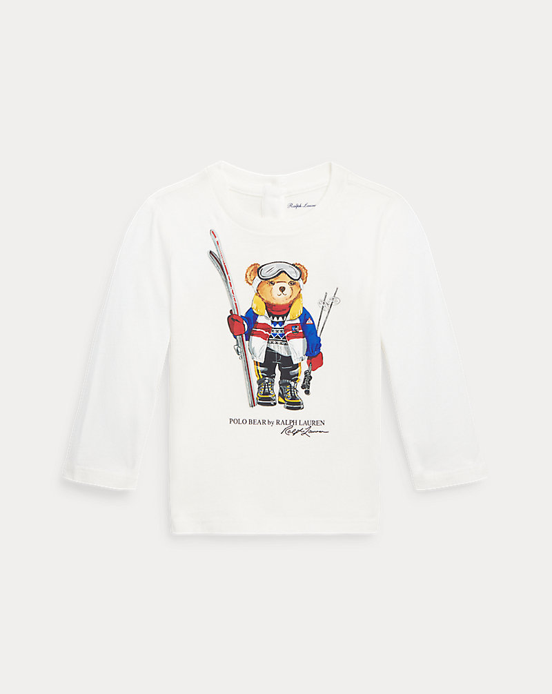 T-shirt de manga comprida de algodão com Polo Bear Bebé menina 1