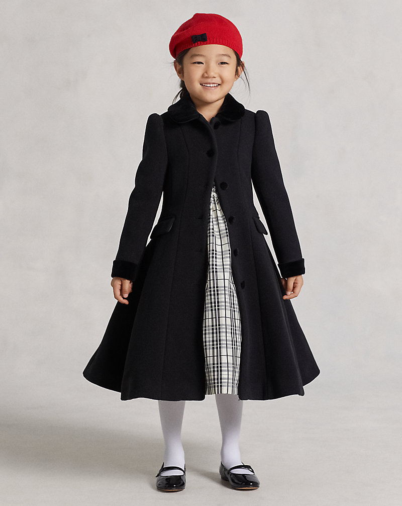 Velvet-Trim Wool Princess Coat GIRLS 1.5–6.5 YEARS 1