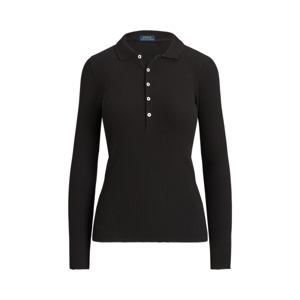 Rib knit Long Sleeve Polo Shirt for Women Ralph Lauren PK
