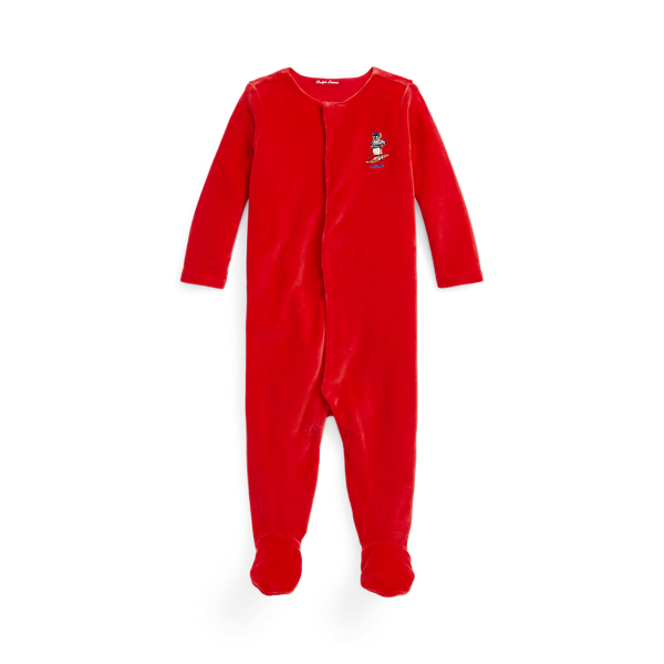 Polo Bear Velour Footed Coverall Baby Boy 1