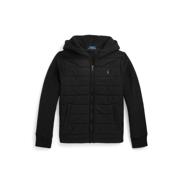 Polo ralph lauren black top hybrid hooded puffa jacket