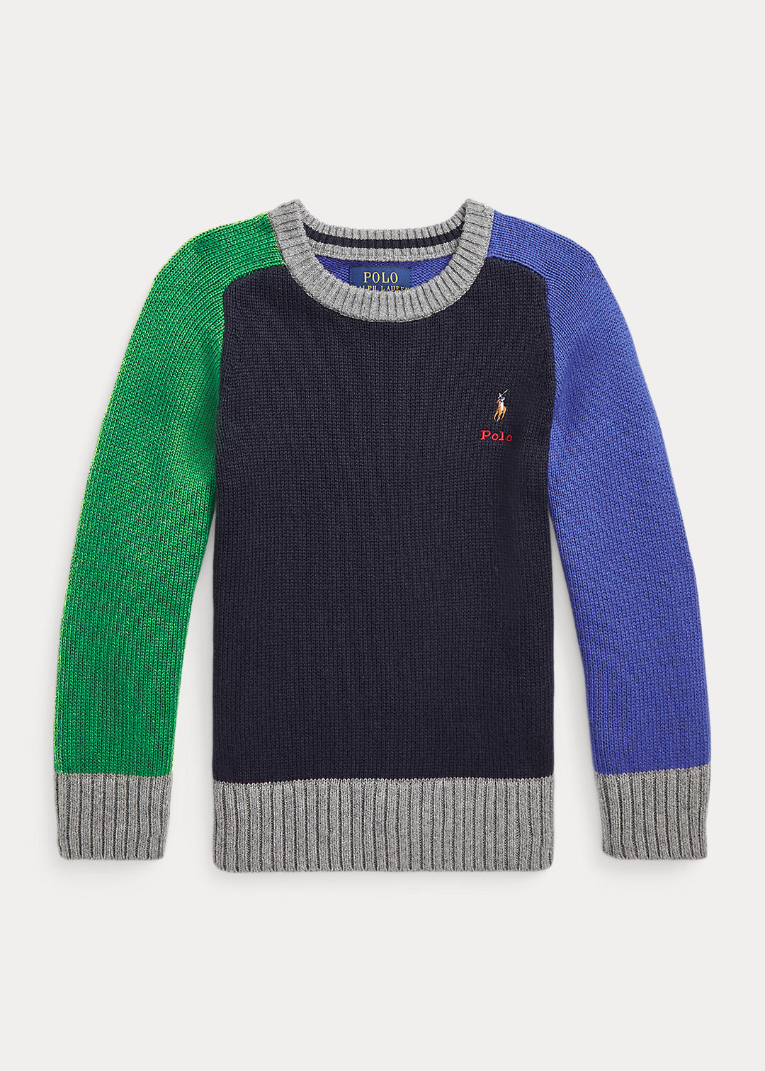 Color-Blocked Cotton-Cashmere Sweater