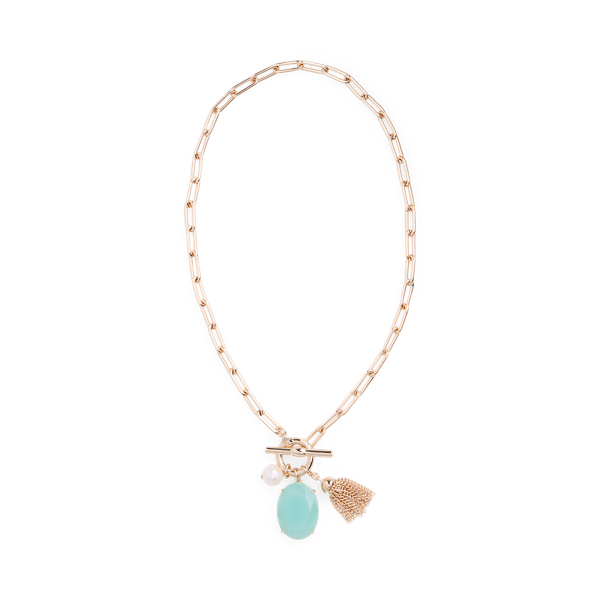 Gold-Tone Layered Stone &amp; Pearl Necklace