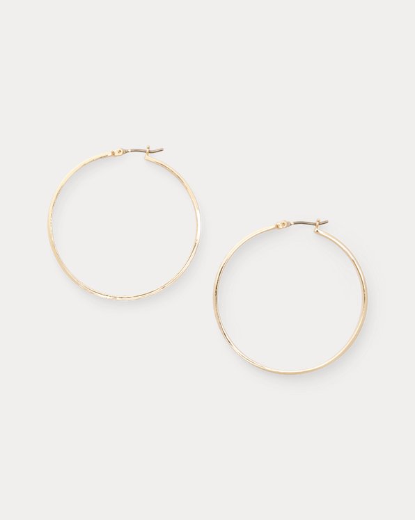 Gold-Tone Stitch-Engraved Hoop Earrings