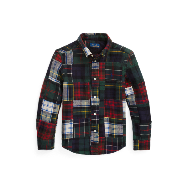 Patchwork Plaid Brushed Flannel Shirt