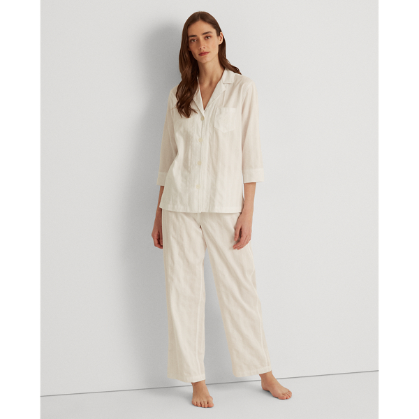 Striped Cotton Ankle Sleep Set Lauren 1