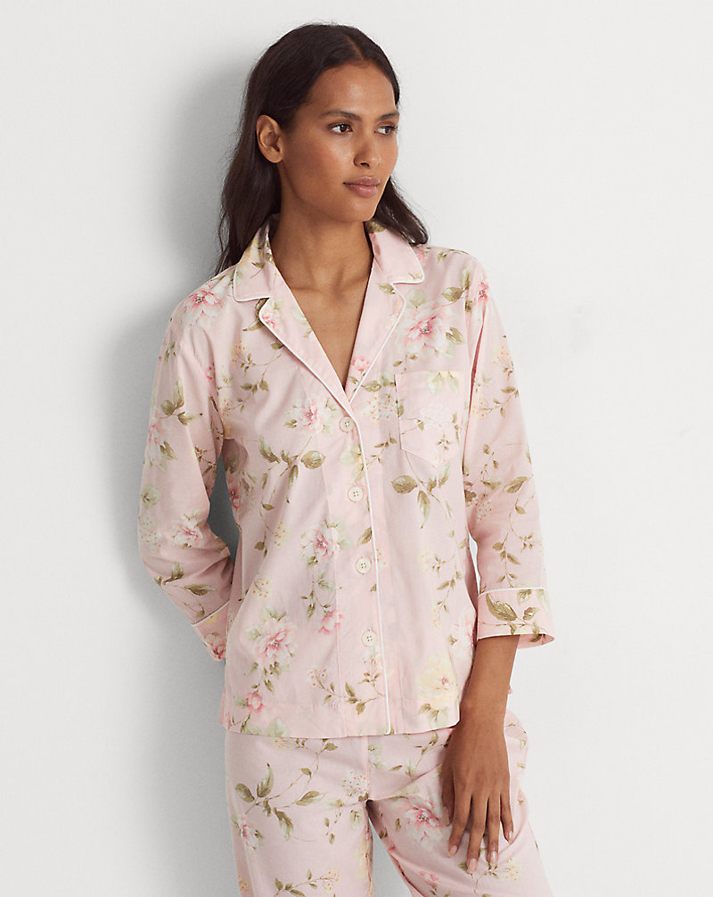 Pyjama capri fleuri en coton mélangé Lauren 1