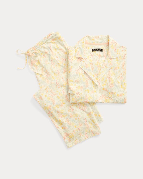 Pyjama capri fleuri en coton mélangé