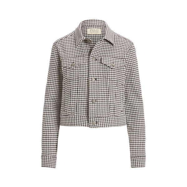 Houndstooth-Motif Trucker Jacket