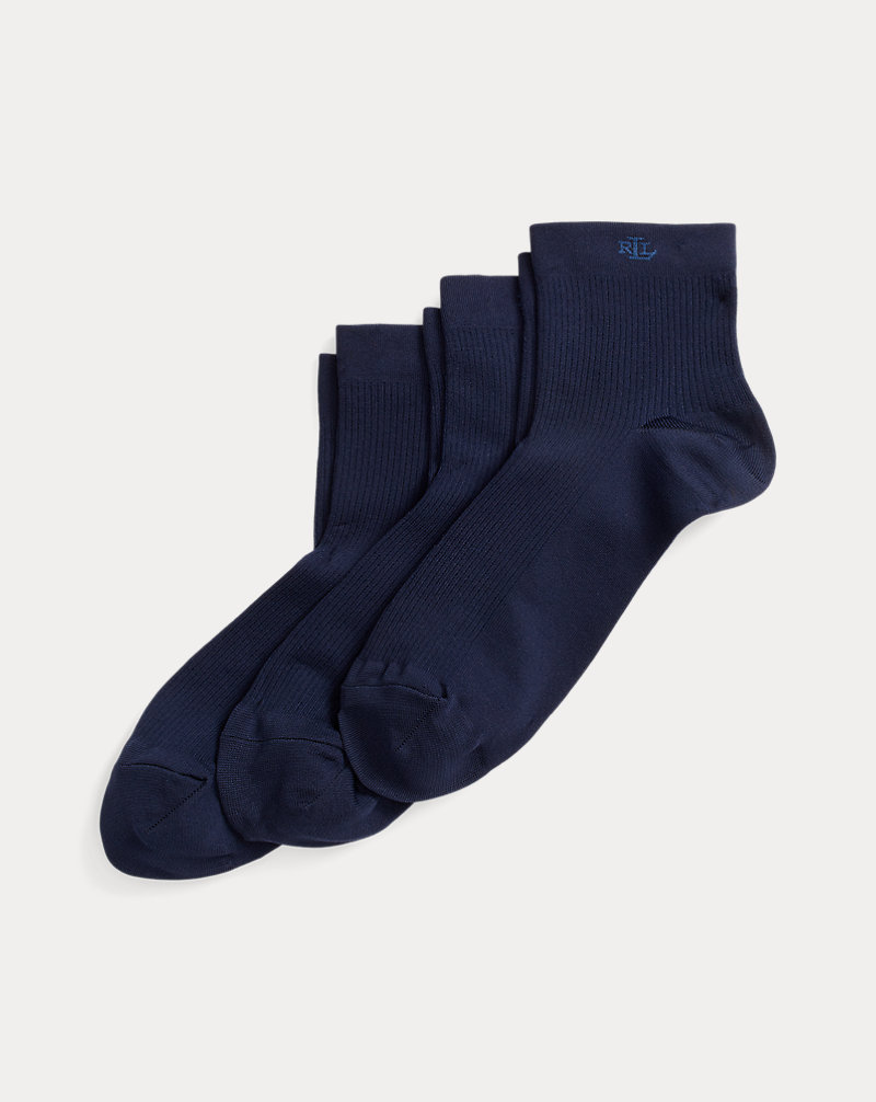 Monogram Microfibre Ankle Sock 3-Pack Lauren 1