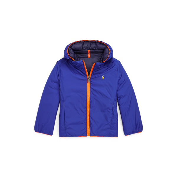 ASKSA Donsjas voor dames, lang model, met warme fleece, omkeerbaar, winterjas, met capuchon, fleecejack, donsjack, donkerblauw, L