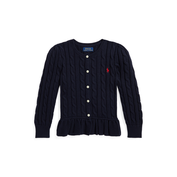 Cable Knit Cotton Peplum Cardigan