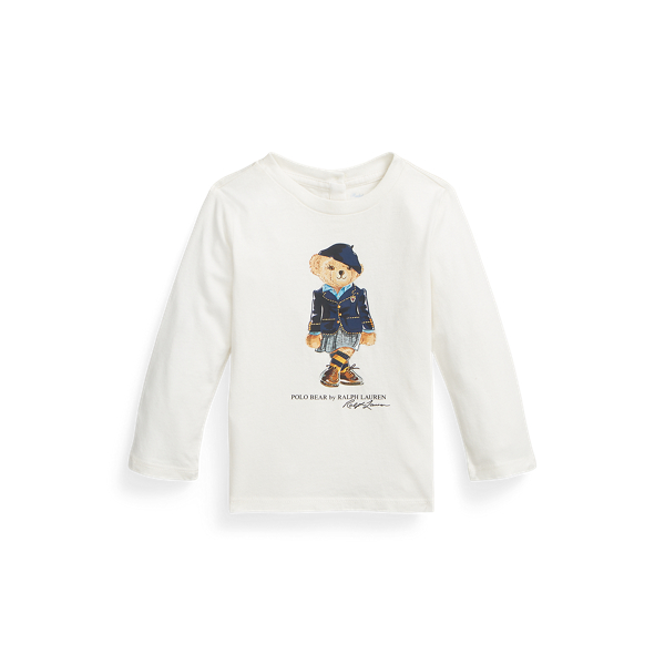 T-shirt de manga comprida de algodão com Polo Bear