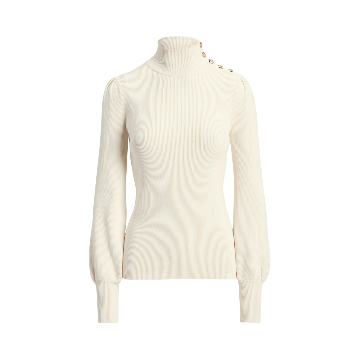 Button Trim Mockneck Sweater Ralph Lauren