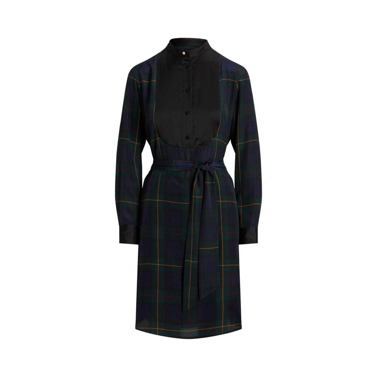 Maje asymmetric best sale plaid shirt dress