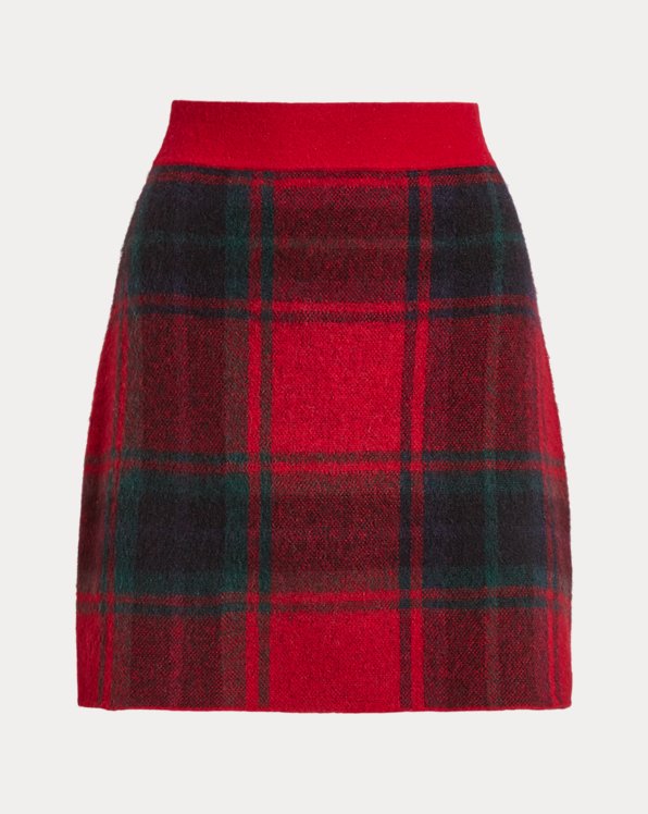 Mini-jupe écossaise en alpaga mélangé