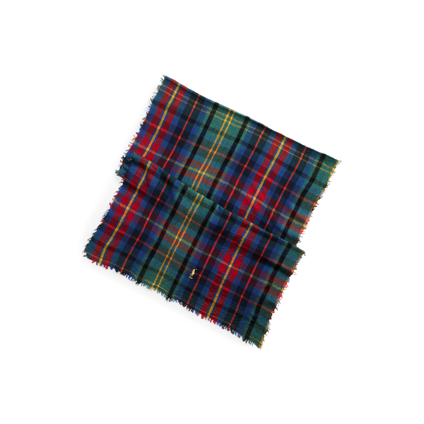 Polo Ralph Lauren Plaid Crinkled Wool Scarf