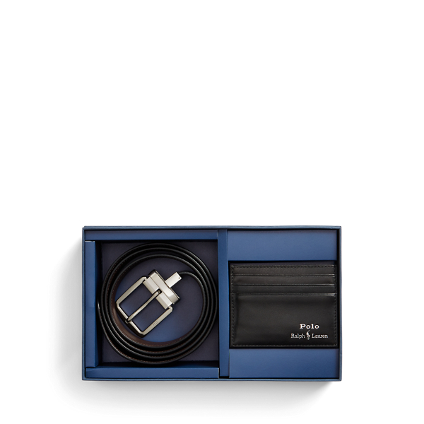 Leather Belt &amp; Card Case Gift Set Polo Ralph Lauren 1