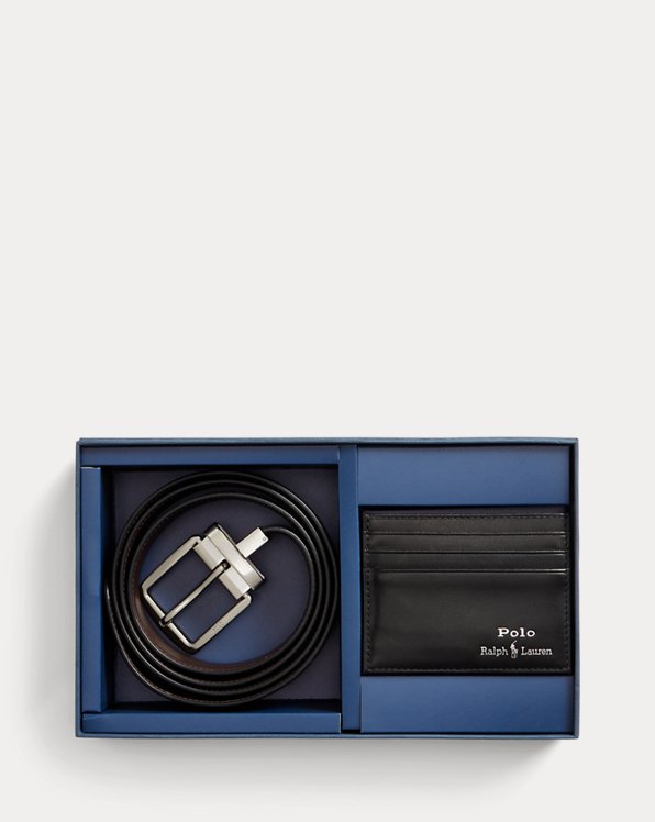 Leather Belt &amp; Card Case Gift Set