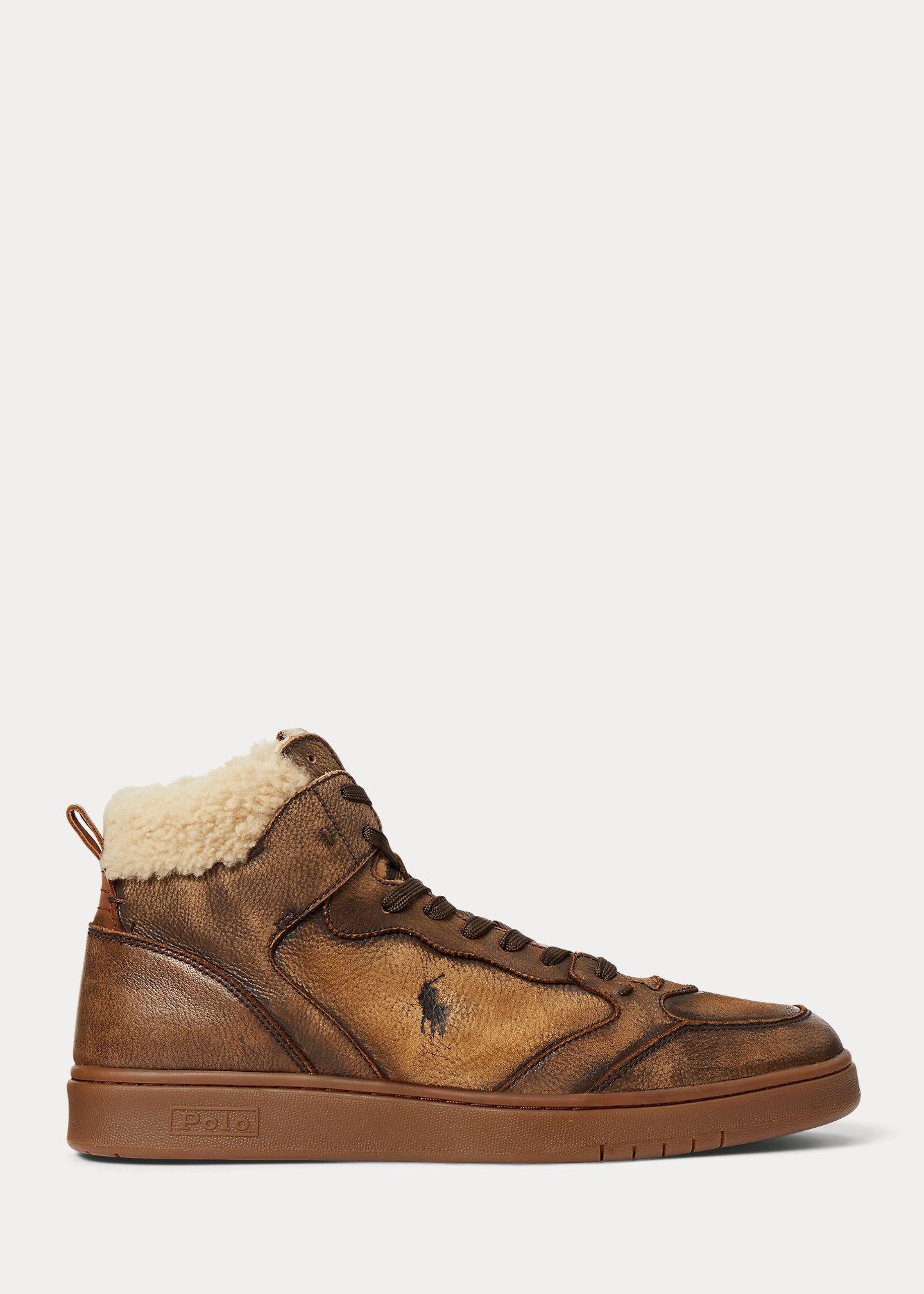 Court Leather-Shearling High-Top Sneaker