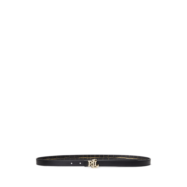 Logo Reversible Leather Skinny Belt