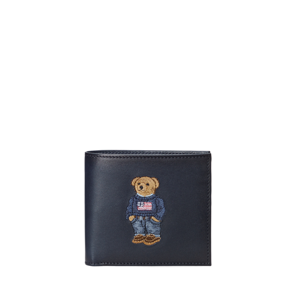 Leren billfold portemonnee met Polo Bear