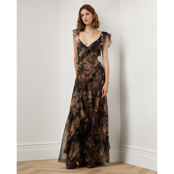 Brienne Crinkle Chiffon Evening Dress Ralph Lauren Collection 1