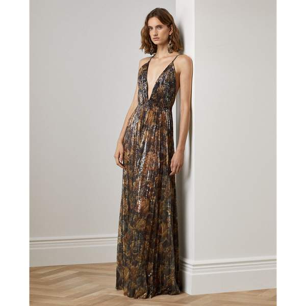 Allston Embellished Floral Evening Dress Ralph Lauren Collection 1