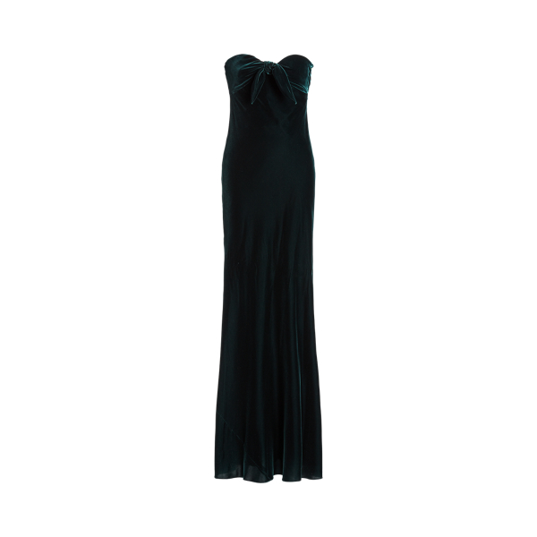 Strapless black velvet evening gown sale