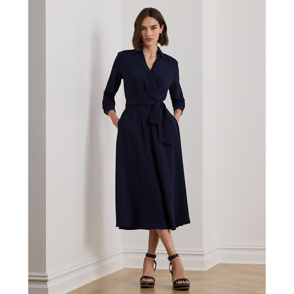 Long-Sleeve Georgette Midi Dress