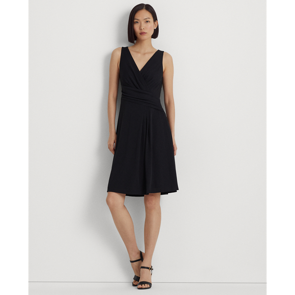 Surplice Jersey Sleeveless Dress