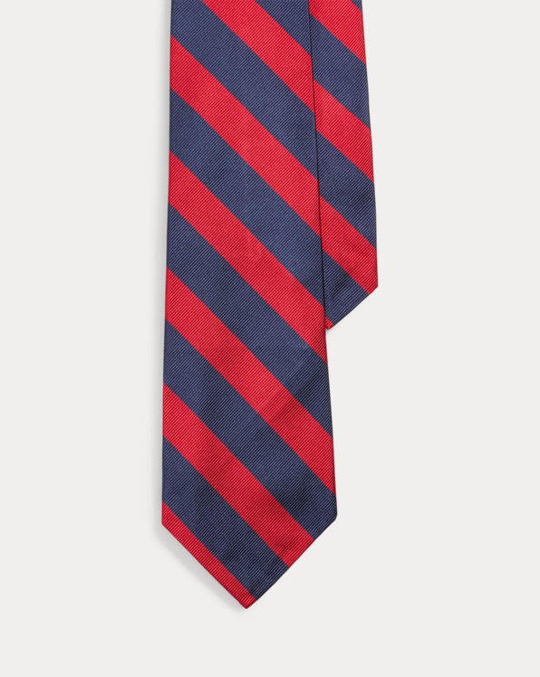 Smalle gestreepte zijden repp stropdas