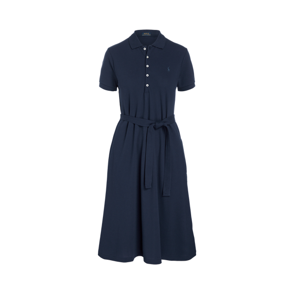 Sequ Dress Mesh Polo Collar Lace up Loose