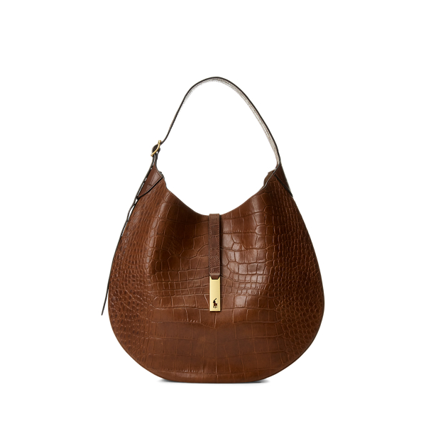 Polo ID Croc-Embossed Shoulder Bag